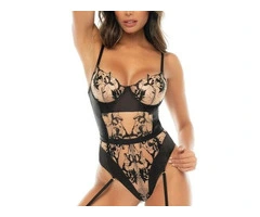 Shop Black Floral Lace Garter Bodysuit At Affordabe Price From Lingerie Seduction