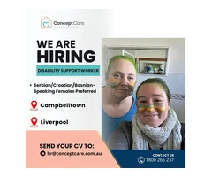 We are hiring an experienced Serbian, Croatian Speaking Disability Support Worker