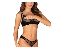 Black Sheer Bralette & Crotchless Gstring Set Available at Lingerie Seduction