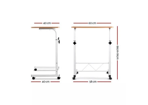 Artiss Laptop Desk Table Adjustable 60CM Light Wood - 2/6