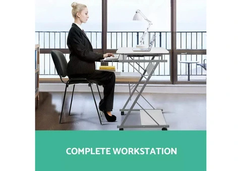 Artiss Computer Desk Keyboard Tray Shelf White 60CM - 4/6