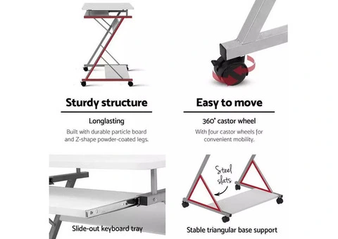 Artiss Computer Desk Keyboard Tray Shelf White 60CM - 5/6