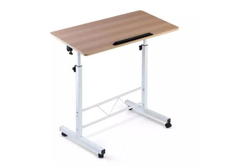 Artiss Laptop Desk Table Adjustable 80CM Light Wood - 1/6