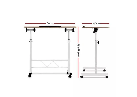 Artiss Laptop Desk Table Adjustable 80CM Light Wood - 2/6