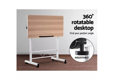Artiss Laptop Desk Table Adjustable 80CM Light Wood - 5/6