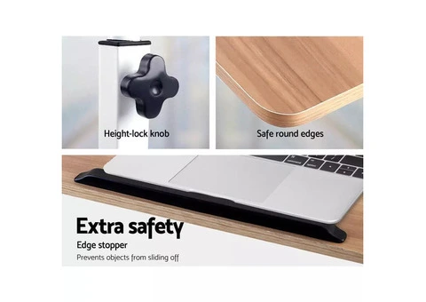 Artiss Laptop Desk Table Adjustable 80CM Light Wood - 6/6