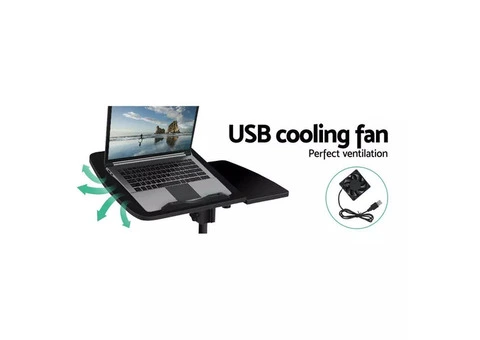 Artiss Laptop Desk Table Fan Cooling Black 60CM - 4/6
