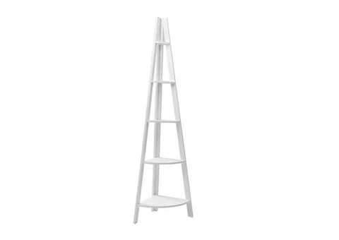 Artiss Bookshelf Corner Shelf 5 Tiers - CANE White - 1/8