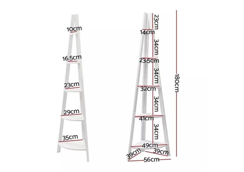 Artiss Bookshelf Corner Shelf 5 Tiers - CANE White - 2/8