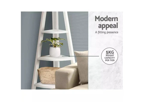 Artiss Bookshelf Corner Shelf 5 Tiers - CANE White - 6/8