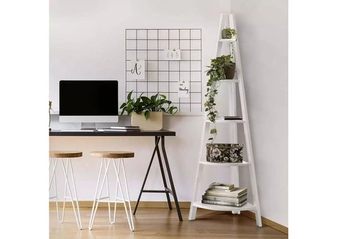 Artiss Bookshelf Corner Shelf 5 Tiers - CANE White - 8/8