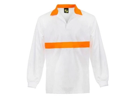 Unisex Food Industry Jac Shirt With Contrast Collar And Chestband - Long Sleeve