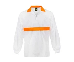 Unisex Food Industry Jac Shirt With Contrast Collar And Chestband - Long Sleeve