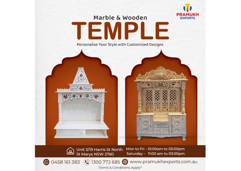 Exquisite Wooden temples and Marble Temples for Homes in Australia