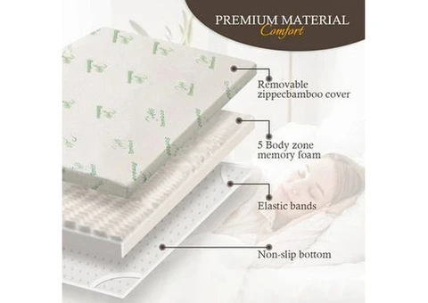 4cm Memory Foam Mattress Topper with Bamboo Cover – Double