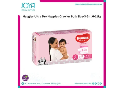 Huggies Ultra Dry Nappies Crawler Bulk Size-3 Girl 6-11kg - Australia