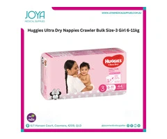 Huggies Ultra Dry Nappies Crawler Bulk Size-3 Girl 6-11kg - Australia