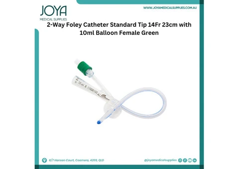 2-Way Foley Catheter Standard Tip14 Fr 23cm with 10ml Balloon Female Green | Australia