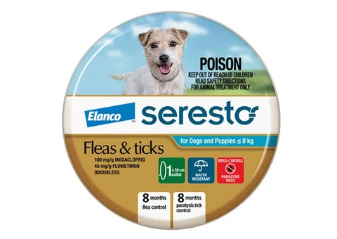 Seresto Flea and Tick Collar for Dogs under 8 Kg (Blue)