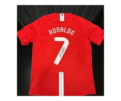 Jersey red CRISTIANO RONALDO Hand Signed Autographed BAS Authentication
