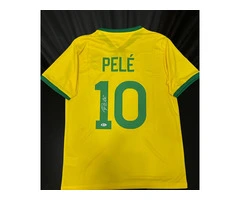 Pele Brazil Hand Signed Yellow/Green Jersey Autographed BAS COA