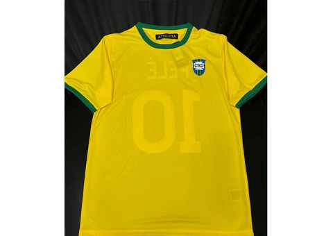Pele Brazil Hand Signed Yellow/Green Jersey Autographed BAS COA - 2/2