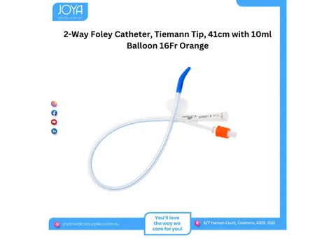 2-Way Foley Catheter Tiemann Tip 41cm with 10ml Balloon 16Fr Orange | Australia