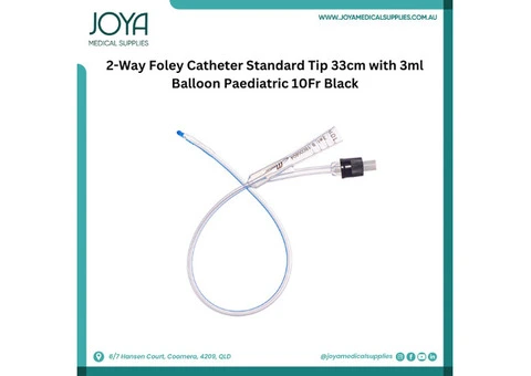 2-Way Foley Catheter Standard Tip 33cm with 3ml Balloon Paediatric 10Fr Black | Australia