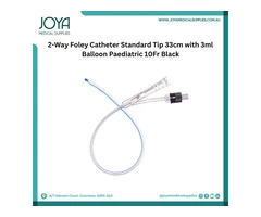 2-Way Foley Catheter Standard Tip 33cm with 3ml Balloon Paediatric 10Fr Black | Australia