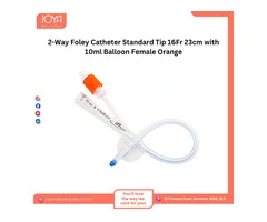2-Way Foley Catheter Standard Tip 16Fr 23cm with 10ml Balloon Female Orange | Australia