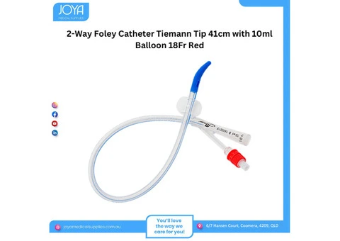 2-Way Foley Catheter Tiemann Tip 41cm with 10mL Balloon 18Fr Red | Australia