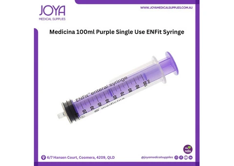 Medicina 100ml Purple Single Use ENFit Syringe - Joya Medical Supplies