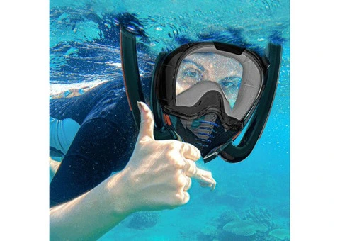 Black Full-Face Snorkel Mask – Anti-Fog Dry Diving Goggles – For Sale by Qubyk - 2/3
