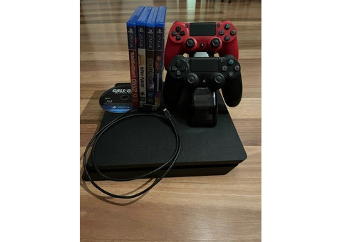 Black PS4 Slim Console 500 GB - 2 Controllers, Special Charger +5 Games - 1/6