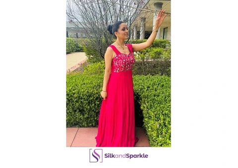 Silk and Sparkle’s striking hot pink dress