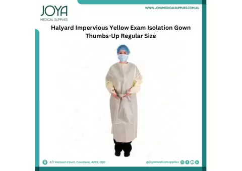 Halyard Impervious Yellow Exam Isolation Gown Thumbs-Up Regular Size | Australia