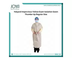 Halyard Impervious Yellow Exam Isolation Gown Thumbs-Up Regular Size | Australia