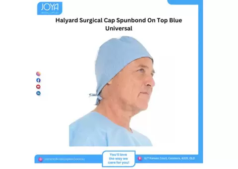 Halyard Surgical Cap Spunbond On Top Blue Universal - Joya Medical Supplies