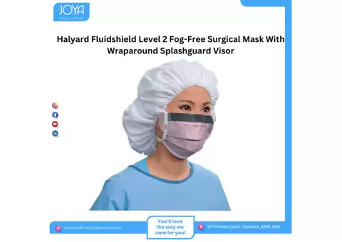 Halyard Fluidshield Level 2 Fog-Free Surgical Mask With Wraparound Splashguard Visor | Australia
