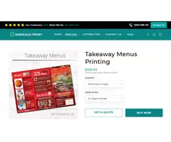 Takeaway Menus Printing Services in Australia with Expert Design