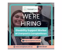 Join the Concept Care team as a Disability Support Worker in Liverpool and Campbelltown!