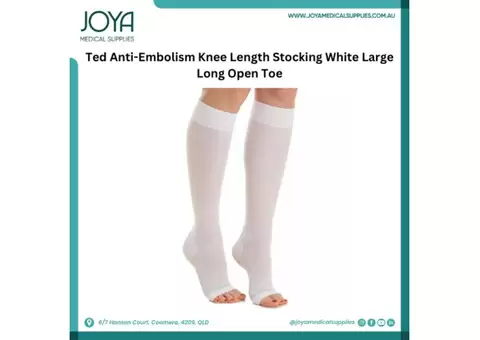Ted Anti-Embolism Knee Length Stocking White Large Long Open Toe | Australia
