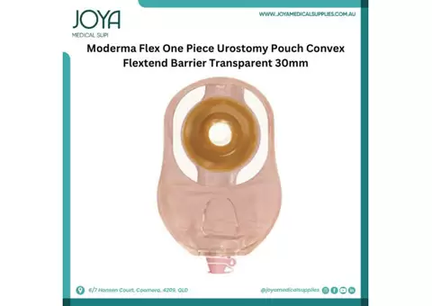 Moderma Flex One-Piece Urostomy Pouch Convex Flextend Barrier Transparent 30mm | Australia