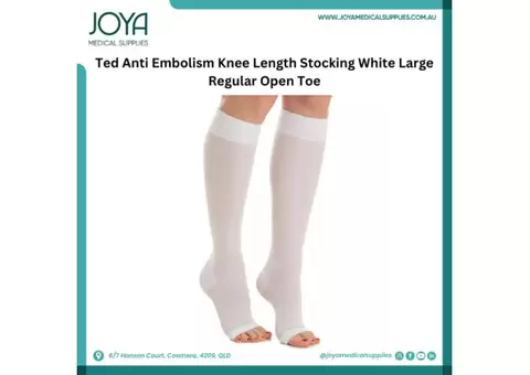Ted Anti Embolism Knee Length Stocking White Large Regular Open Toe | Australia