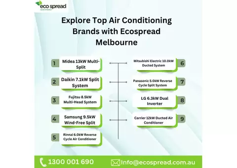 Top Air Conditioning Brands Installed by Ecospread Melbourne