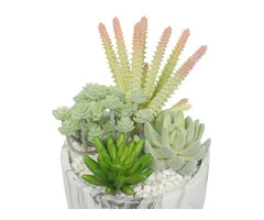 Potted Artificial Succulent Bowl with Marble Pot 20.5cm