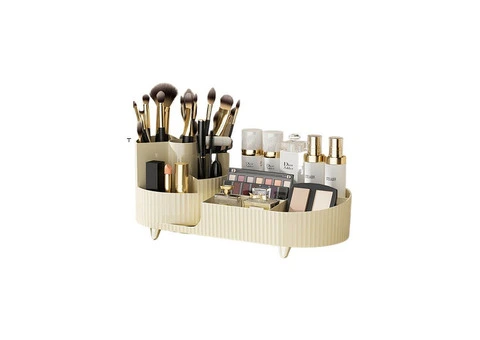 Large Pen Holder Rotating Storage Tray Cream White - Qubyk AU