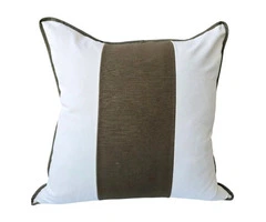 Reine Heavyweight Linen Cushion 55cm Square – Off White, Army Green Border