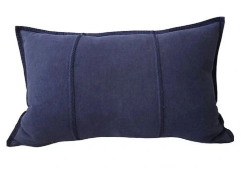 Luxurious Eveleigh Stonewashed Linen Cotton Cushion – Navy Blue