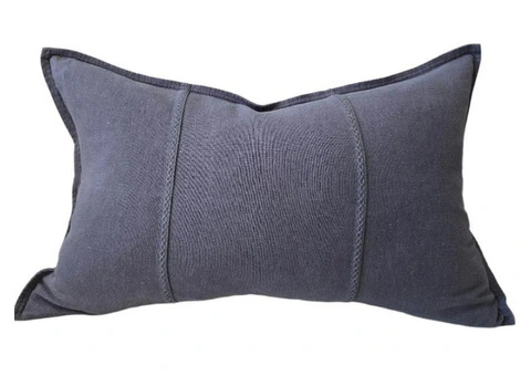 Elegant Eveleigh Stonewashed Linen Cotton Lumbar Cushion – Cornflower Blue